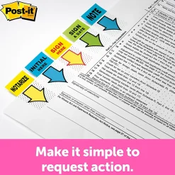 Post-it® Message Flags in Desk Grip Dispenser, 1" x 1 -11/16", 1 Pack, 200 Flags/Pack, "Sign & Date", Bright Green