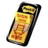 Post-it® Message Flags, "Sign Here", 1" x 1-11/16", Yellow, 50 Flags Per Pad, Pack Of 24 Pads