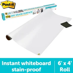 Post it® Non-Magnetic Dry-Erase Whiteboard Surface, 48