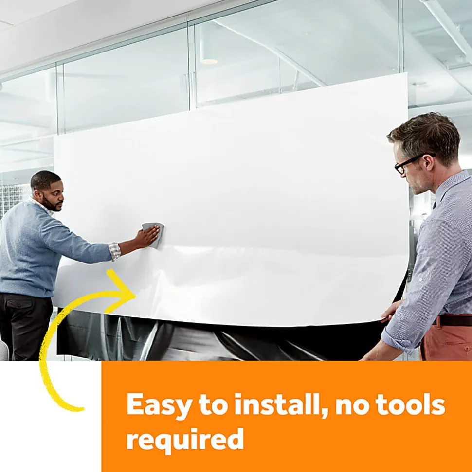 Post it® Non-Magnetic Dry-Erase Whiteboard Surface, 48" x 96", White