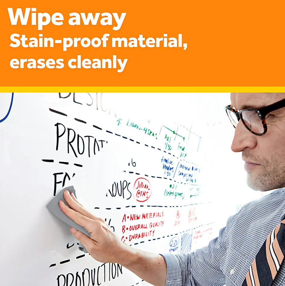 Post it® Non-Magnetic Dry-Erase Whiteboard Surface, 48" x 96", White