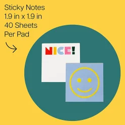 Post-it® Noted Happy Notes BTS25-HN-1, 1.9x1.9in (48x48mm), 40 sheets/pad