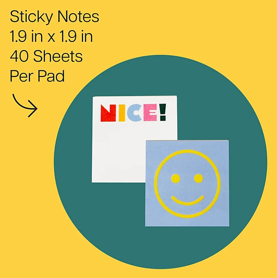 Post-it® Noted Happy Notes BTS25-HN-1, 1.9x1.9in (48x48mm), 40 sheets/pad
