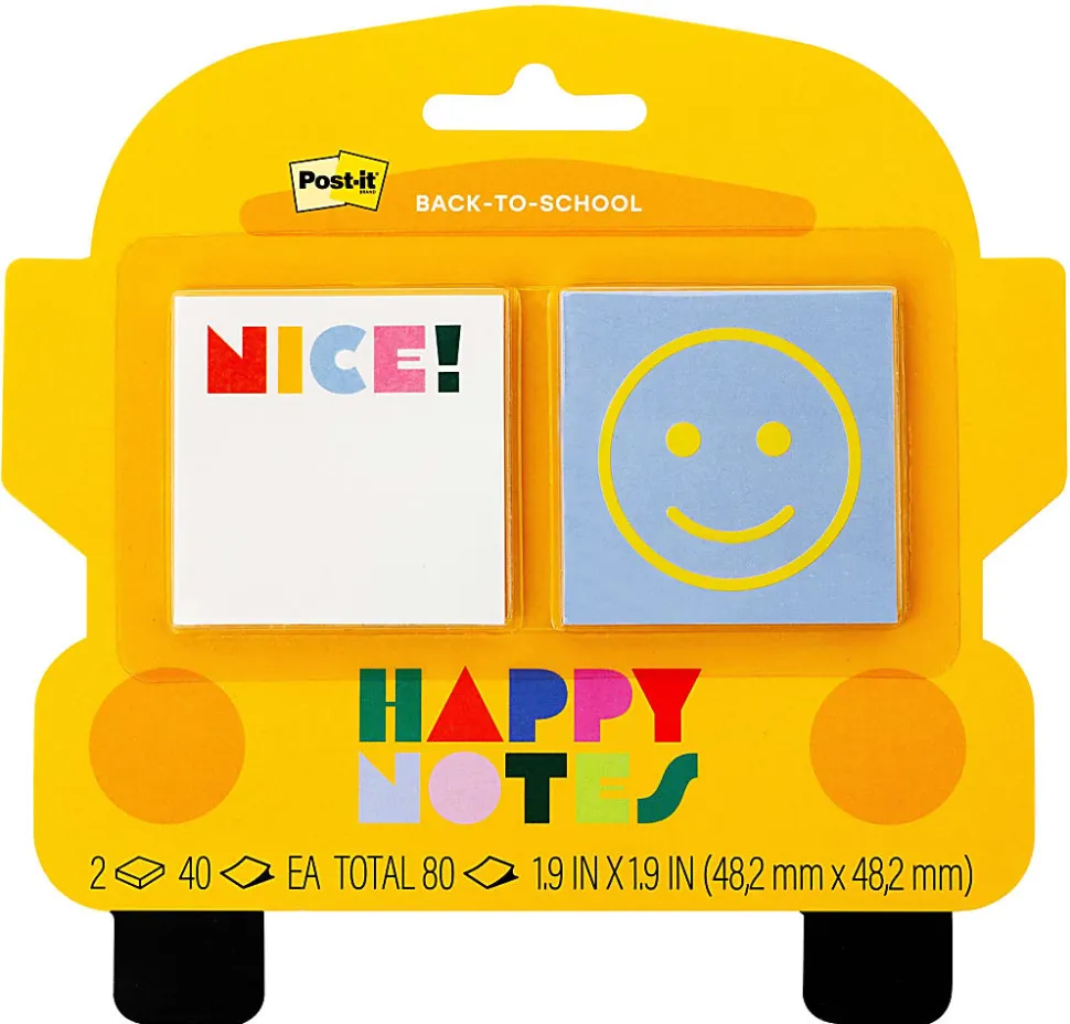 Post-it® Noted Happy Notes BTS25-HN-1, 1.9x1.9in (48x48mm), 40 sheets/pad