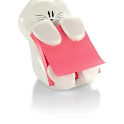 Post-it® Note Dispenser, 3 in x 3 in, 1 Dispenser, 1 Pad, 45 Sheets/Pad, White Cat Design, Sticky Notes Holder for Desk, Classroom or Office Supplies