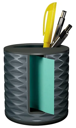 Post-it® Note Dispenser, 3 in x 3 in, 1 Dispenser, 1 Pad, 45 Sheets/Pad, Black Grey Geometric Pattern, Sticky Notes Holder for Desk or Classroom