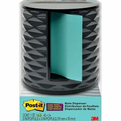 Post-it® Note Dispenser, 3 in x 3 in, 1 Dispenser, 1 Pad, 45 Sheets/Pad, Black Grey Geometric Pattern, Sticky Notes Holder for Desk or Classroom