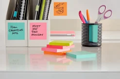 Post-it® Note Dispenser, 3 in x 3 in, 1 Dispenser, 1 Pad, 45 Sheets/Pad, Black Grey Geometric Pattern, Sticky Notes Holder for Desk or Classroom