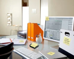Post-it Note Dispensers, 4 in x 4 in, 1 Dispenser, 1 Pad, 90 Sheets/Pad, Clean Removal, Canary Yellow, Lined