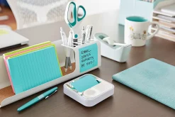 Post-it® Note Dispenser, 3 x 3 in, 1 Dispenser, 1 Pad, 45 Sheets/Pad, White Base Steel Top, Sticky Notes Holder for Desk, Classroom or Office Supplies