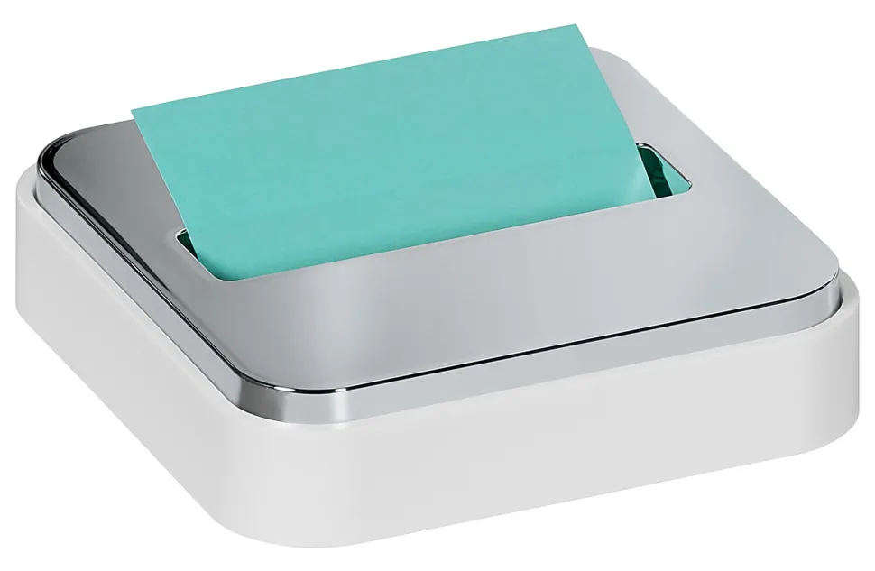 Post-it® Note Dispenser, 3 x 3 in, 1 Dispenser, 1 Pad, 45 Sheets/Pad, White Base Steel Top, Sticky Notes Holder for Desk, Classroom or Office Supplies