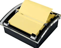 Post-it® Note Dispenser, 3 x 3 in, 1 Dispenser, 1 Pad, 45 Sheets/Pad, Black Base Clear Top, Sticky Notes Holder for Desk, Classroom or Office Supplies