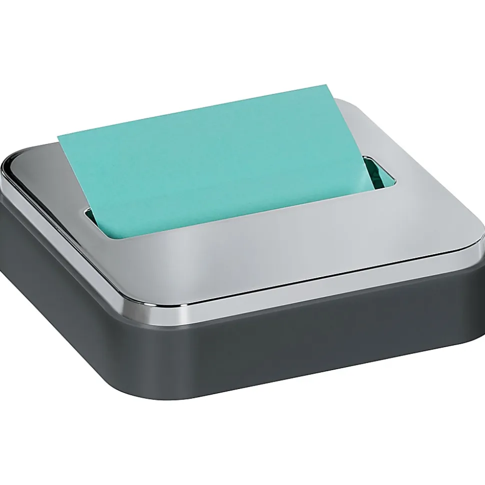 Post-it® Note Dispenser, 3 x 3 in, 1 Dispenser, 1 Pad, 45 Sheets/Pad, Black Base Steel Top, Sticky Notes Holder for Desk, Classroom or Office Supplies