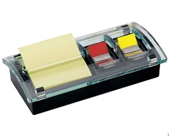 Post-it® Notes and Flag Dispenser, 1 Dispenser, 1 Pad, 90 Sheets/Pad, Black Base with Clear Top, 2 Flag Dispensers, 50 Flags/Dispenser, Clean Removal