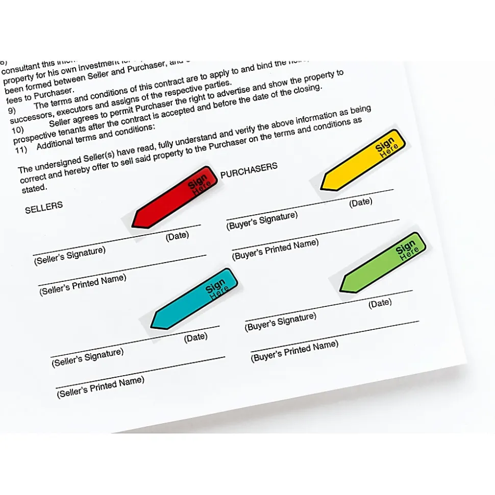 Post-it® Notes Arrow Flags, " Sign Here", 1/2", Red, 20 Flags Per Pad, Pack Of 4 Pads