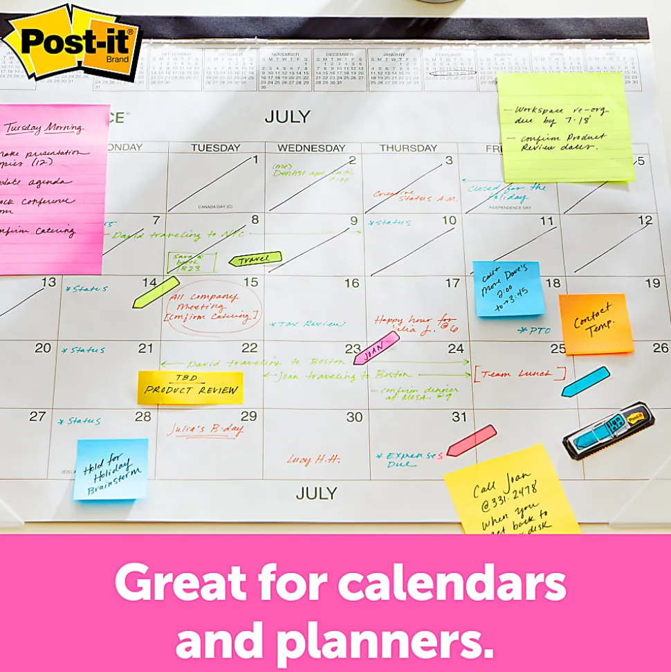 Post-it® Notes Arrow Flags, 7/16" x 1-7/10", Assorted Colors, 24 Flags Per Pad, Pack Of 10 Pads