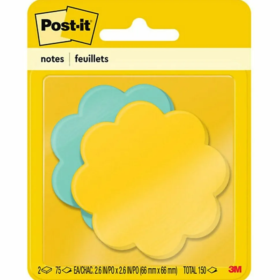 Post-it® Notes, Designer Memo Cube, 3" x 3", Yellow/Blue, 75 Sheets Per Pad, Pack of 2 Pads