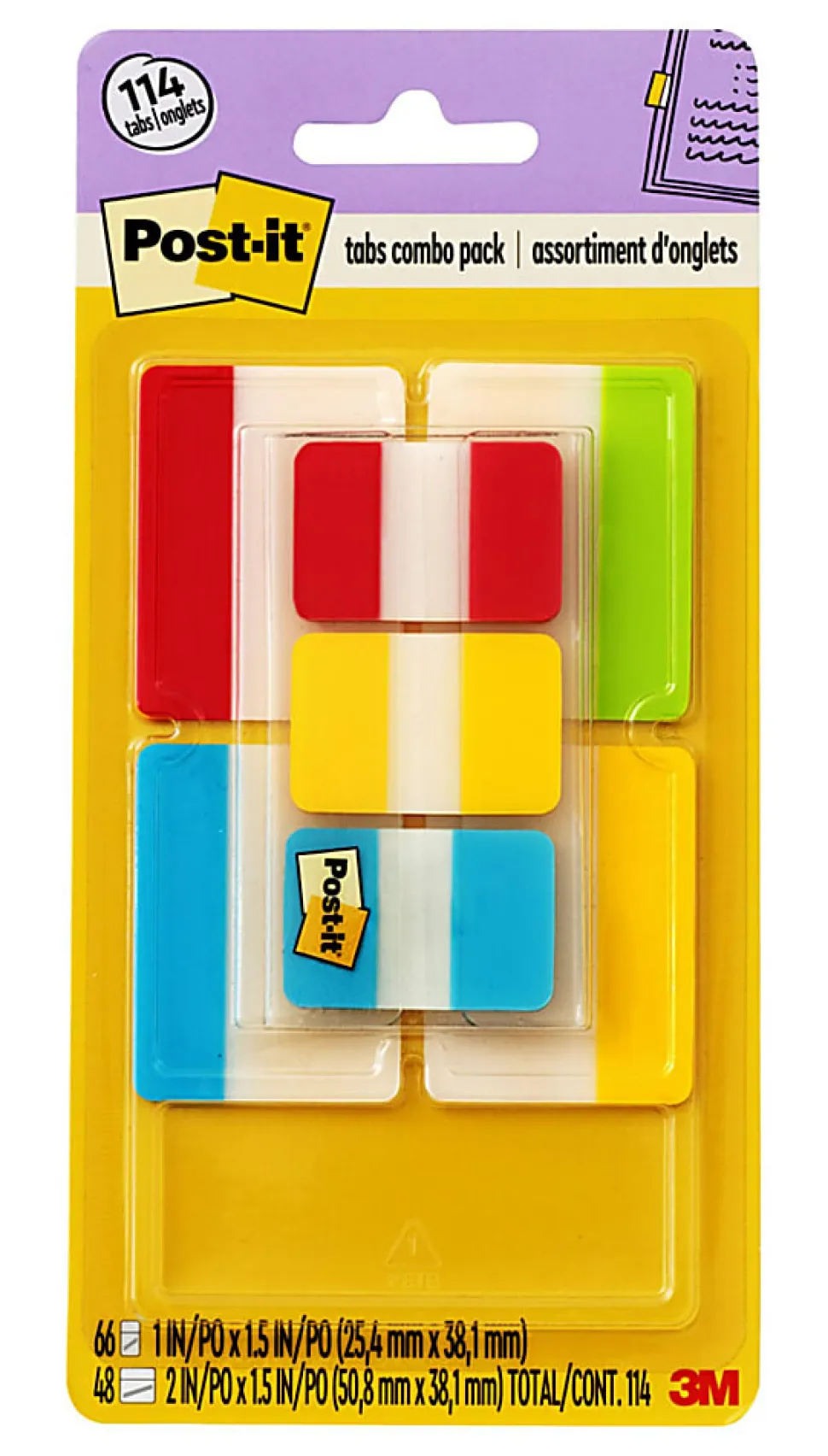 Post-it® Notes Durable Filing Tabs, 1" And 2" Tabs, Pack Of 7 Pads