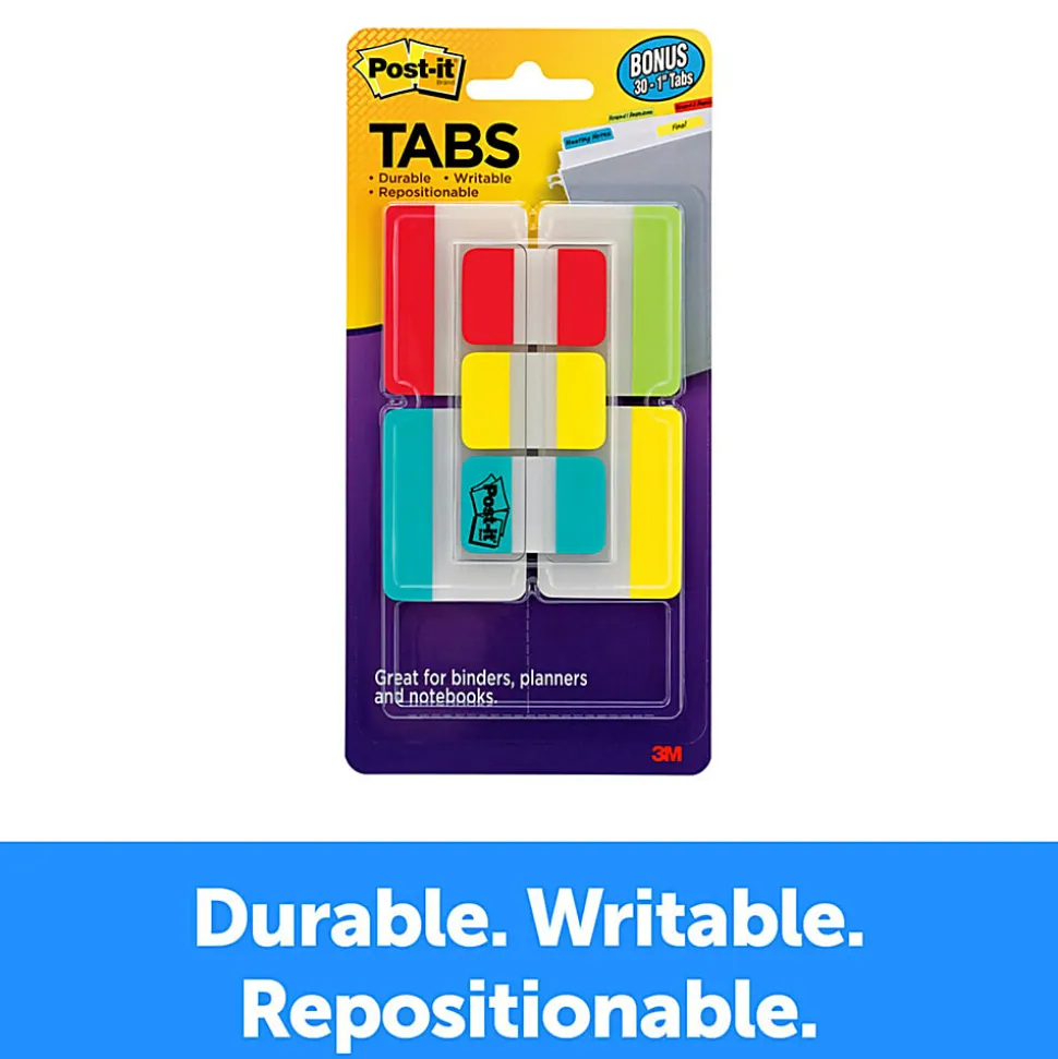 Post-it® Notes Durable Filing Tabs, 1" And 2" Tabs, Pack Of 7 Pads