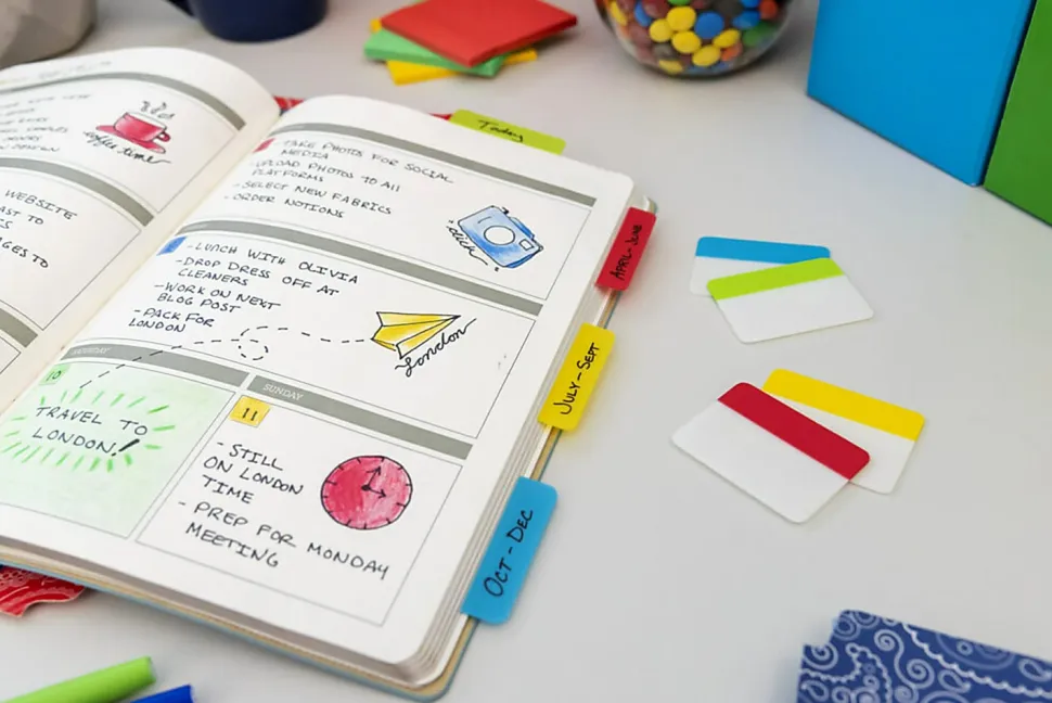 Post-it® Notes Durable Filing Tabs, 3" x 1-1/2", Assorted Colors, 6 Flags Per Pad, Pack Of 4 Pads