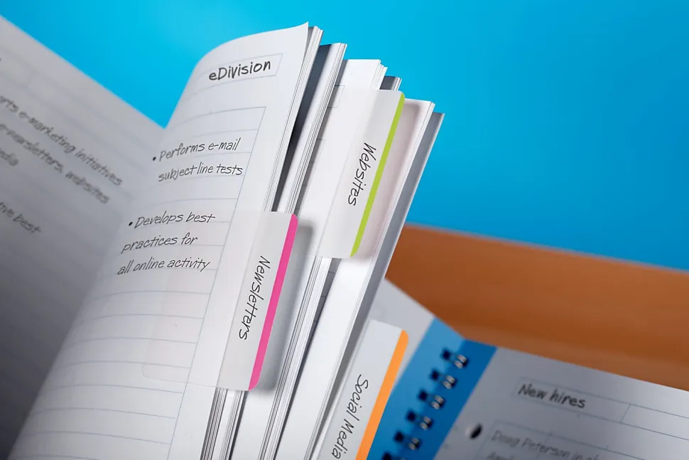 Post-it® Notes Durable Filing Tabs, 2", Assorted Colors, 6 Flags Per Pad, Pack Of 4 Pads