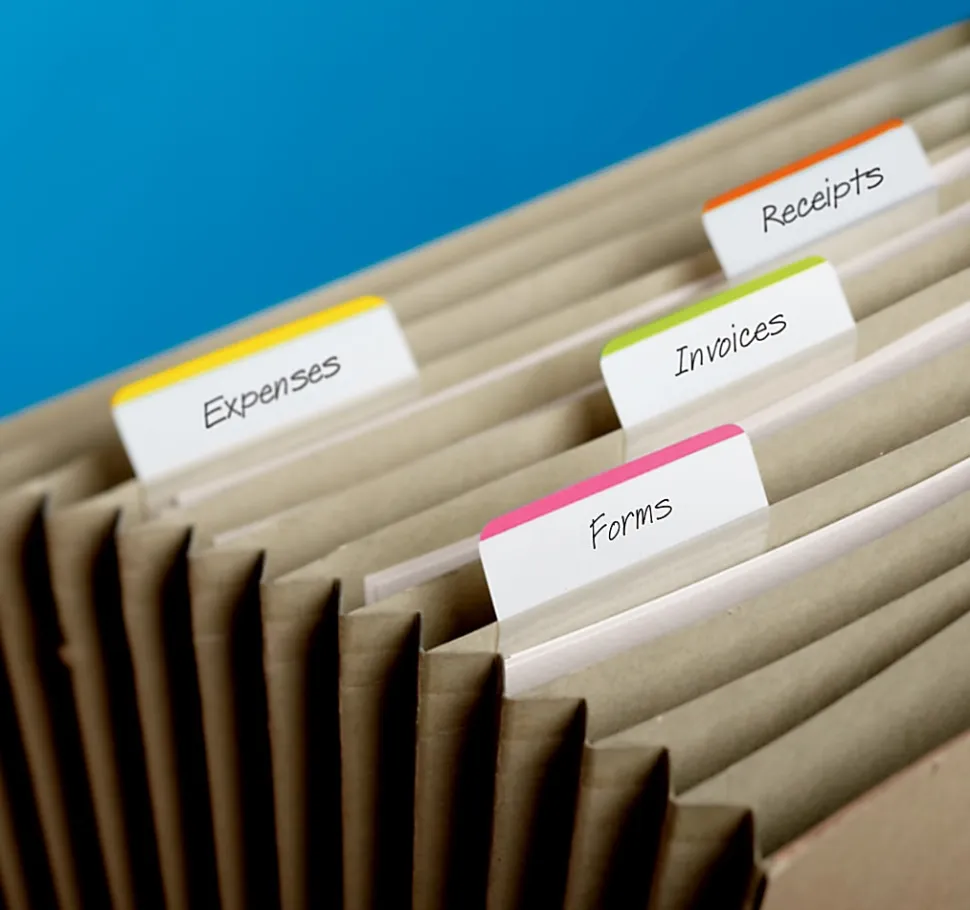 Post-it® Notes Durable Filing Tabs, 2", Assorted Colors, 6 Flags Per Pad, Pack Of 4 Pads