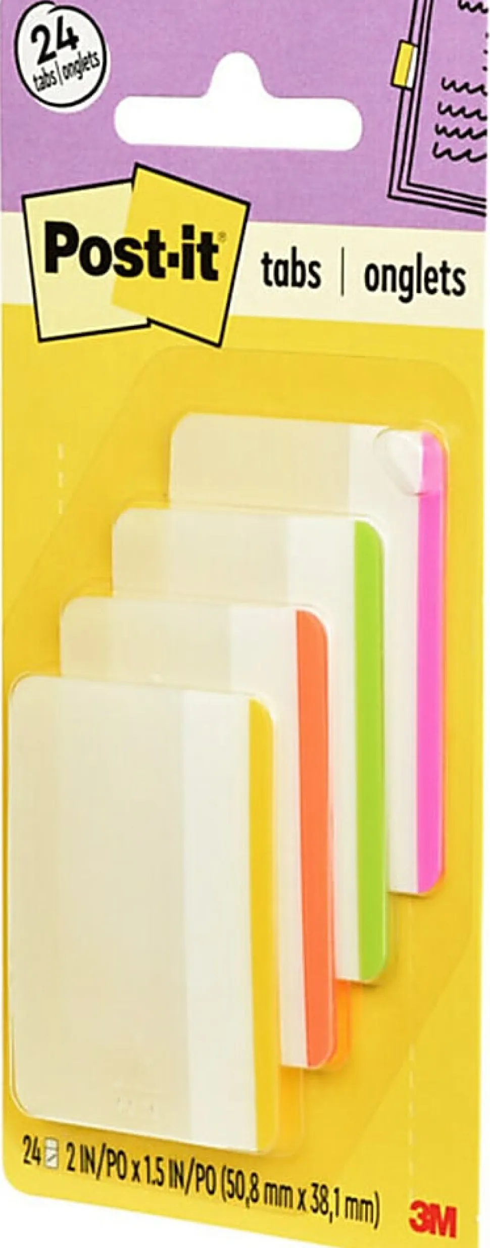 Post-it® Notes Durable Filing Tabs, 2", Assorted Colors, 6 Flags Per Pad, Pack Of 4 Pads