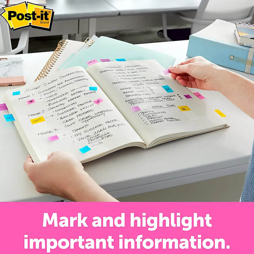 Post-it® Notes Flags, With Flag Gel Pen, Assorted Primary Colors, 50 Flags Per Pad, Pack Of 4 Pads