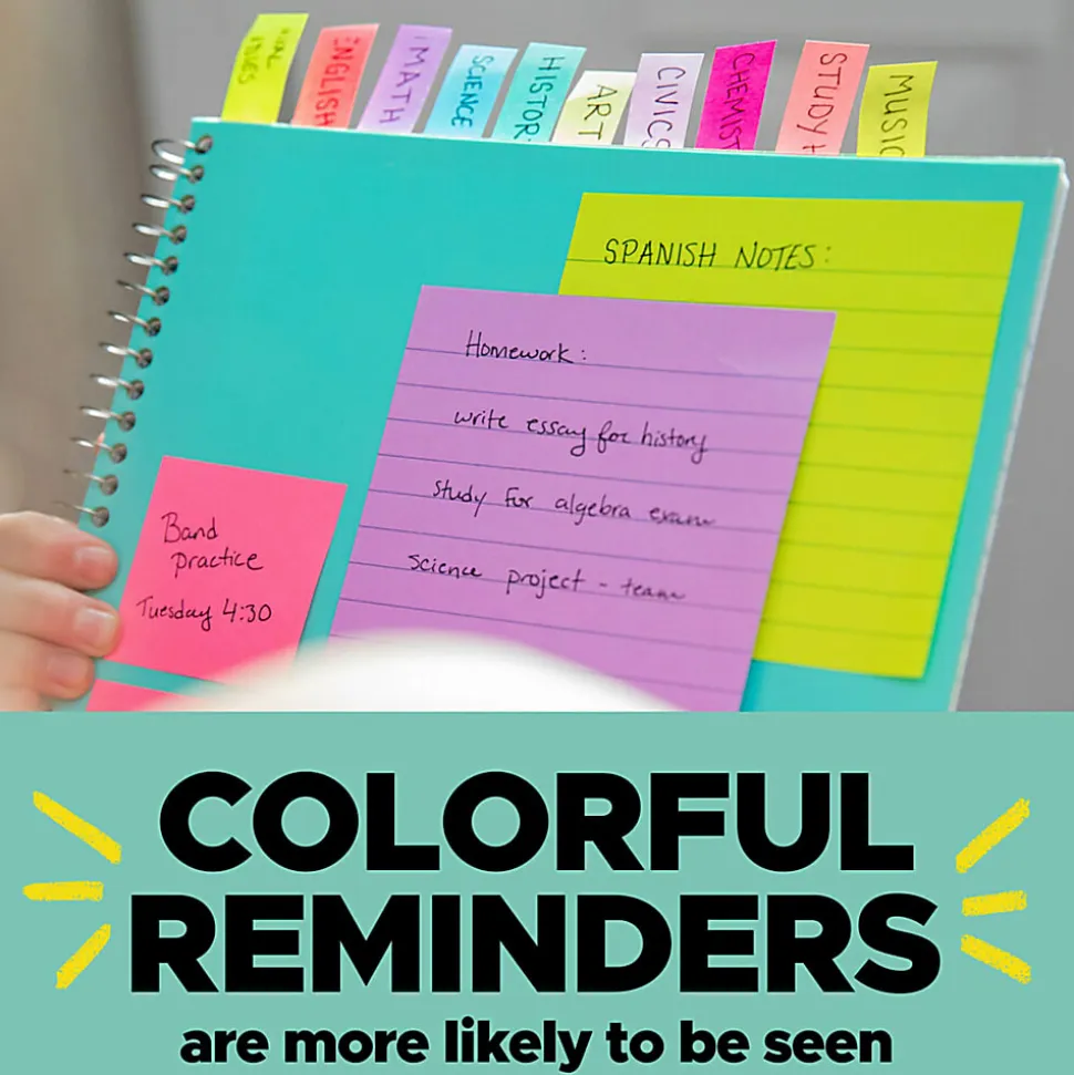 Post-it® Notes Flags, 1/2" x 1-7/10", Assorted Bright Colors, 35 Flags Per Pad, Pack Of 4 Pads