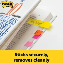 Post-it® Notes Page Markers, 1/2" x 2", Electric Glow Colors, 100 Per Pad, Pack Of 5 Pads