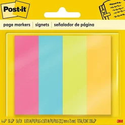 Post-it® Notes Page Markers, 1" x 3", Ultra Colors, 50 Per Pad, Pack Of 4 Pads