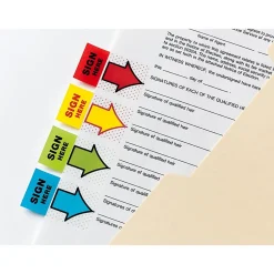 Post-it® Notes Sign & Date Printed Flags, 1" x 1-7/10", Green, 50 Flags Per Pad, Pack Of 2 Pads