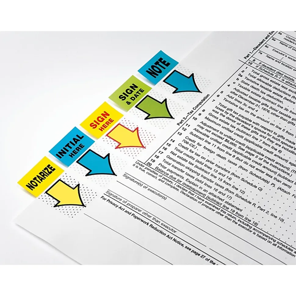 Post-it® Notes Sign & Date Printed Flags, 1" x 1-7/10", Green, 50 Flags Per Pad, Pack Of 2 Pads