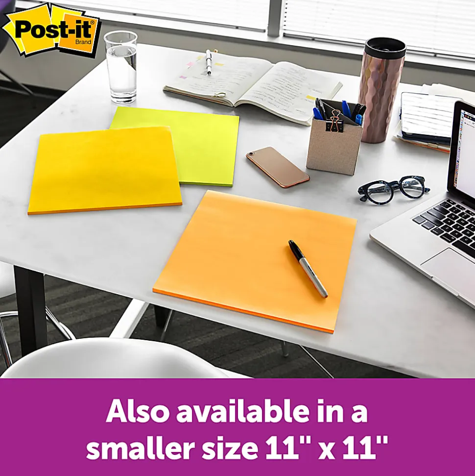 Post-it® Notes Super Sticky Big Notes, 30 Sheets, 15" x 15", Neon Orange