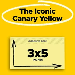 Post-it® Notes, 3 x 5 in, 24 Bulk Sticky Note Pads, 100 Sheets/Pad, School Supplies and Office Products, The Iconic Canary Yellow Note