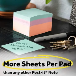 Post-it® Notes, 3 x 3 in, 1 Cube Sticky Notes Pad, 400 Sheets/Pad, School Supplies and O?ce Supplies, Assorted Pastel Colors