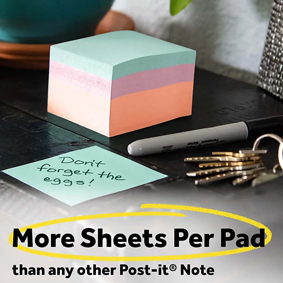 Post-it® Notes, 3 x 3 in, 1 Cube Sticky Notes Pad, 400 Sheets/Pad, School Supplies and O?ce Supplies, Assorted Pastel Colors