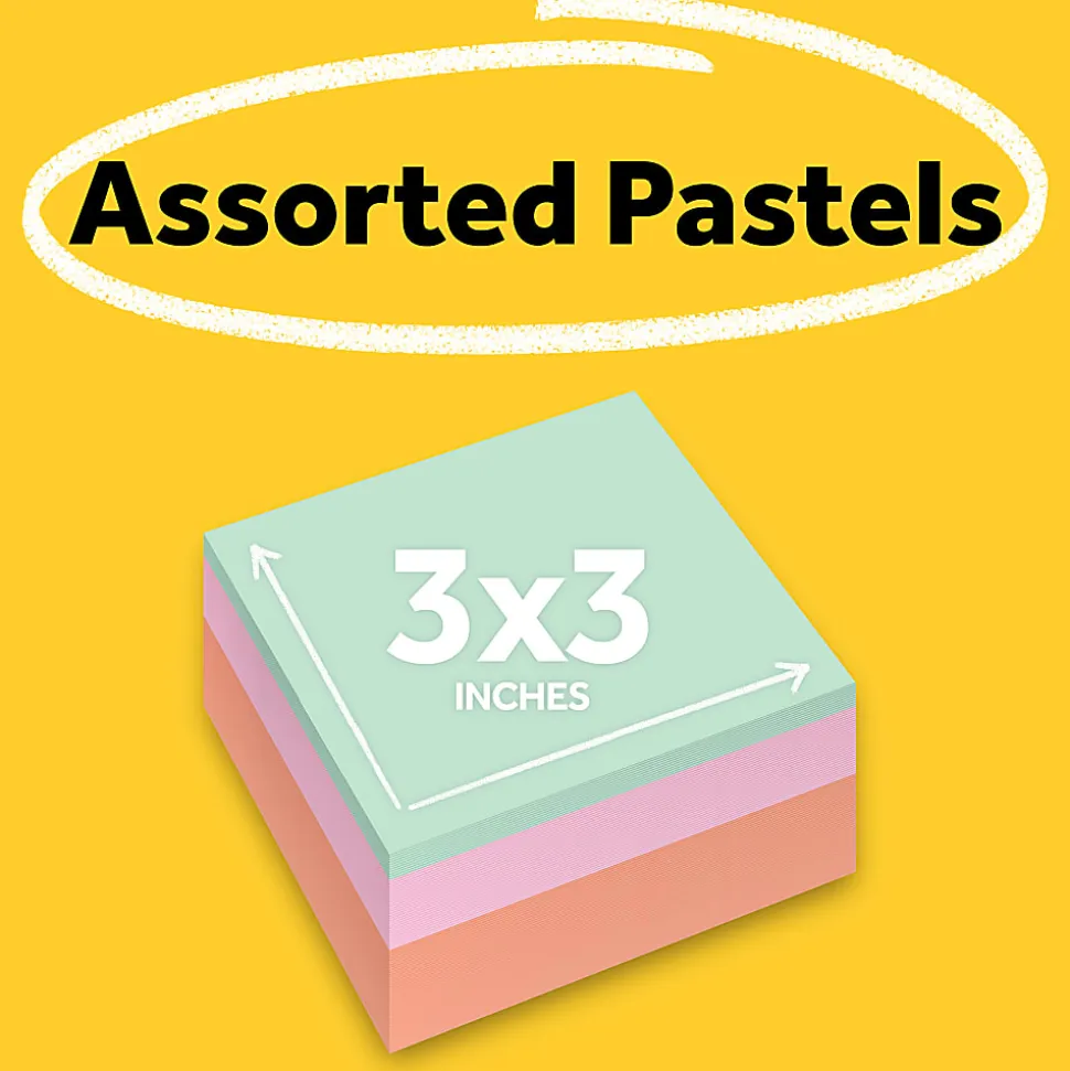 Post-it® Notes, 3 x 3 in, 1 Cube Sticky Notes Pad, 400 Sheets/Pad, School Supplies and O?ce Supplies, Assorted Pastel Colors
