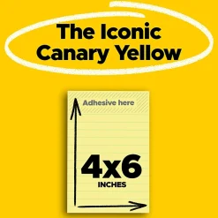 Post-it® Notes, 4 x 6 in, 8 Lined Sticky Note Pads, 100 Sheets/Pad, School Supplies and Office Products, The Iconic Canary Yellow Note