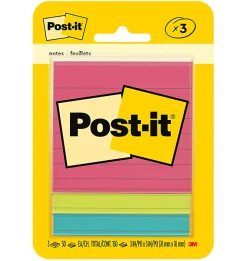 Post-it® Notes, 3 x 3 in, 3 Lined Sticky Note Pads, 50 Sheets/Pad, School Supplies and Office Products, Poptimistic