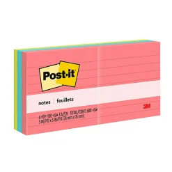 Post-it® Notes, 3 x 3 in, 6 Lined Sticky Note Pads, 100 Sheets/Pad, Office Products, Notes for Vertical Surfaces and Monitors, Poptimistic