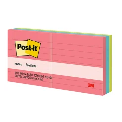 Post-it® Notes, 3 x 3 in, 6 Lined Sticky Note Pads, 100 Sheets/Pad, Office Products, Notes for Vertical Surfaces and Monitors, Poptimistic