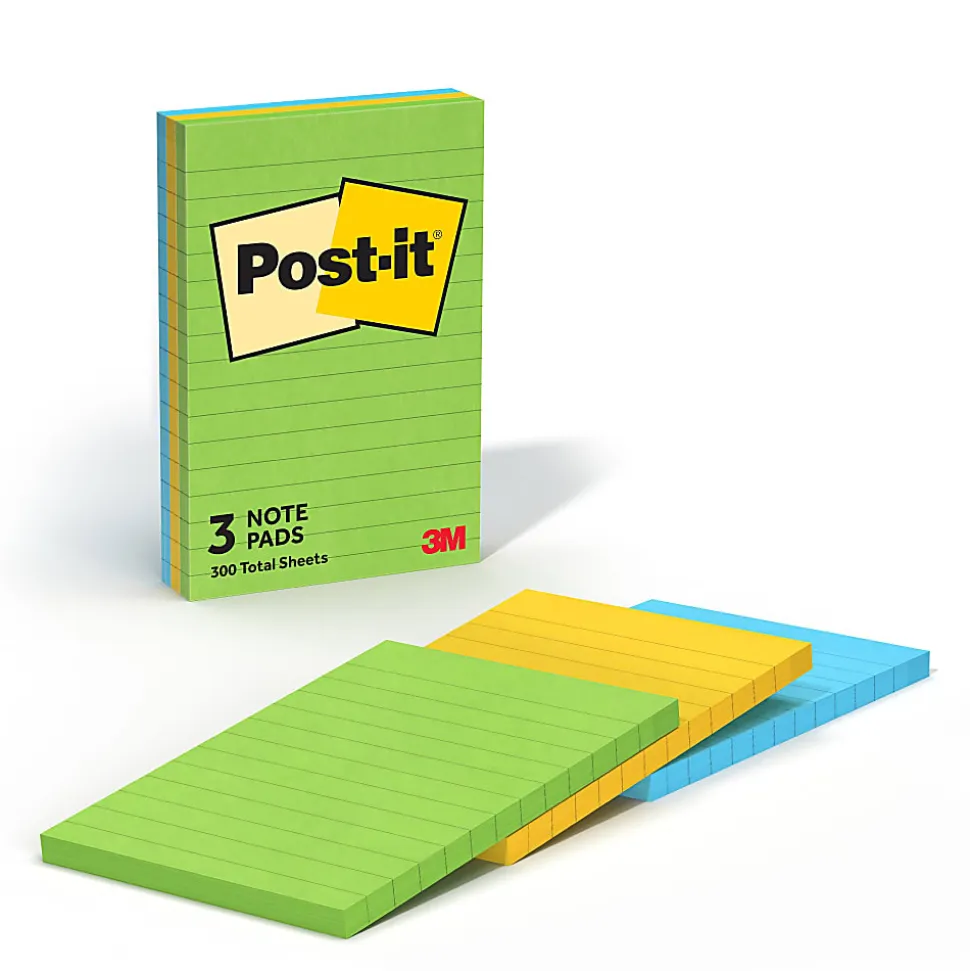 Post-it® Notes, 4 x 6 in, 3 Lined Sticky Note Pads, 3 Pads, 100 Sheets/Pad, School Supplies and Office Products, Floral Fantasy