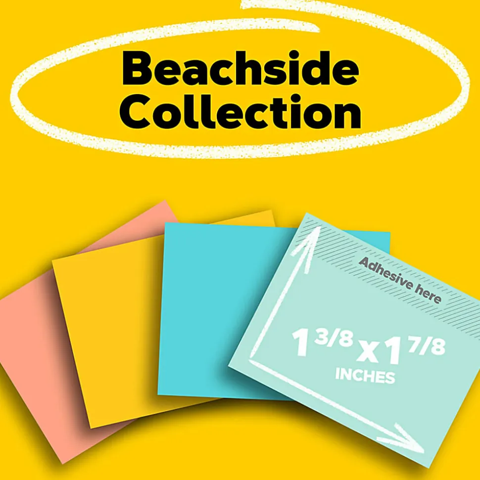 Post-it® Notes, 1.38 x 1.88 in, 12 Mini Sticky Note Pads, 100 Sheets/Pad, School Supplies and Office Products, Beachside Café