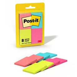 Post-it® Notes, 1.38 x 1.88 in, 8 Mini Sticky Note Pads, 50 Sheets/Pad, School Supplies and Office Products, Poptimistic