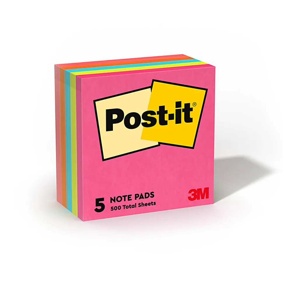 Post-it® Notes, 3 x 3 in, 5 Sticky Note Pads, 100 Sheets/Pad, School Supplies and Office Products, Poptimistic