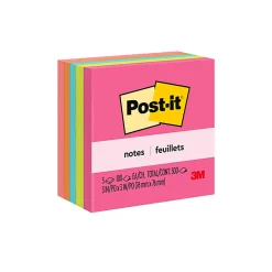 Post-it® Notes, 3 x 3 in, 5 Sticky Note Pads, 100 Sheets/Pad, School Supplies and Office Products, Poptimistic