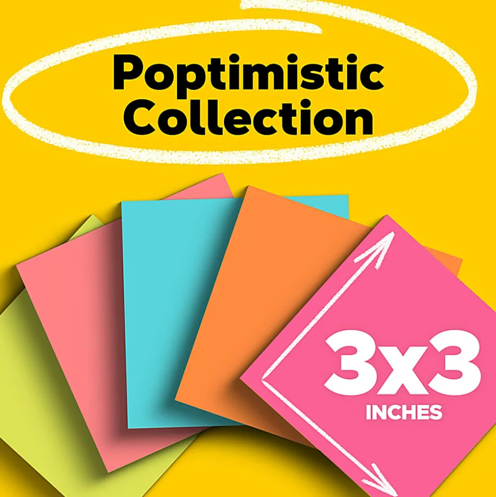 Post-it® Notes, 3 x 3 in, 5 Sticky Note Pads, 100 Sheets/Pad, School Supplies and Office Products, Poptimistic