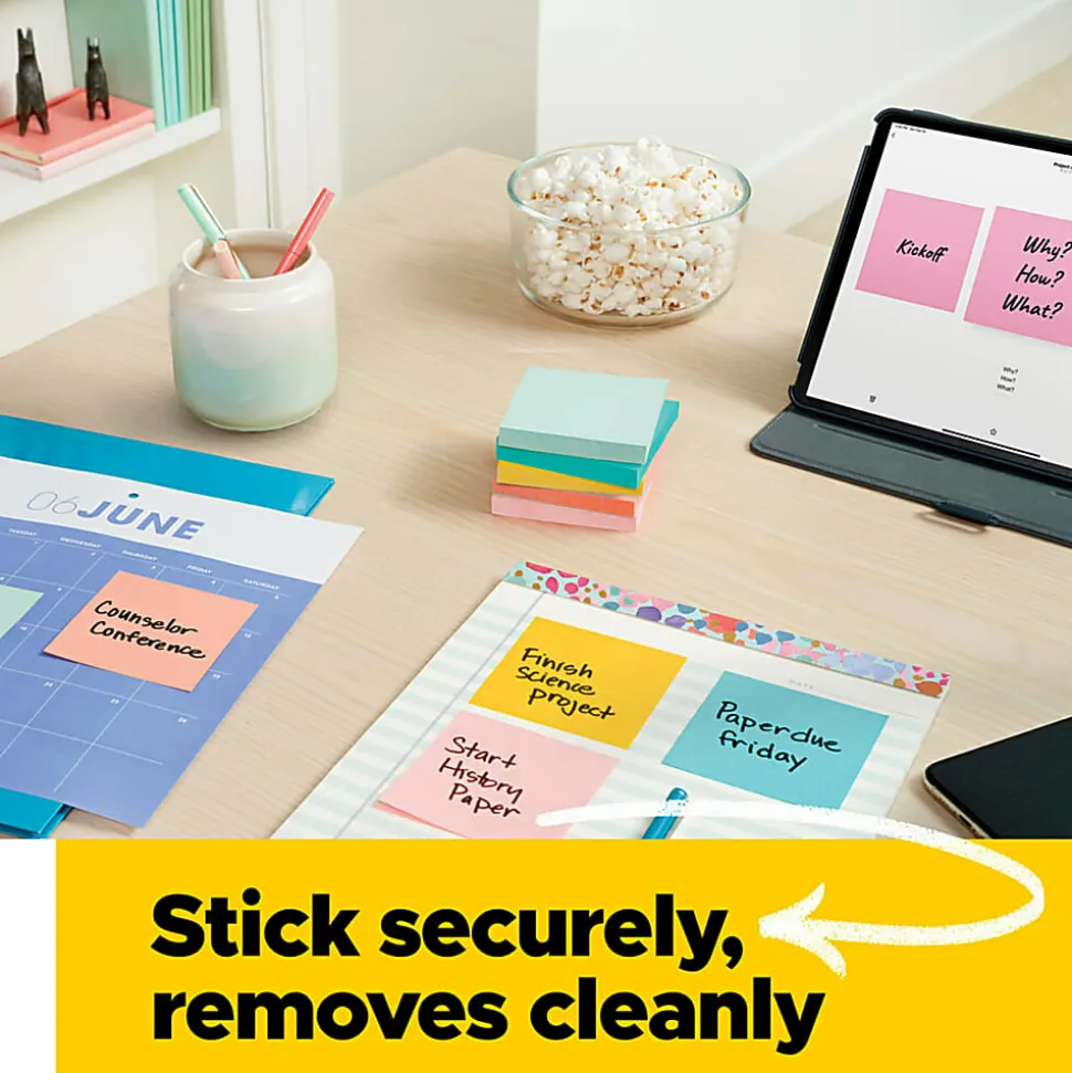 Post-it® Notes, 3 x 3 in, 12 Sticky Note Pads, 100 Sheets/Pad, School Supplies and Office Products, Beachside Café