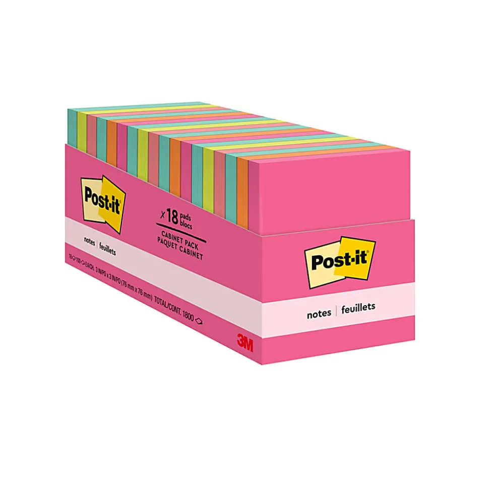Post-it® Notes, 3 x 3 in, 18 Sticky Note Pads, 100 Sheets/Pad, School Supplies and Office Products, Poptimistic